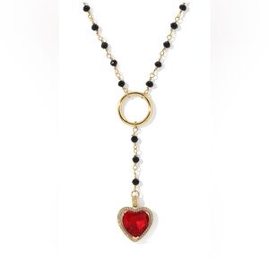 Vanessa Mooney Gold and Red Heart Necklace
